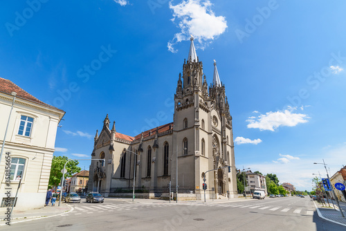 Cuadro en lienzo Vrsac, Serbia - June 04, 2020: A magnificent Roman – catholic cathedral dedicated to St Gerhard (serbian: Crkva Svetog Gerharda) was built in 1863
