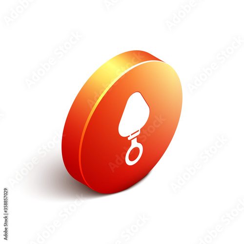Isometric Anal plug icon isolated on white background. Butt plug sign. Fetish accessory. Sex toy for men and woman. Orange circle button. Vector Illustration