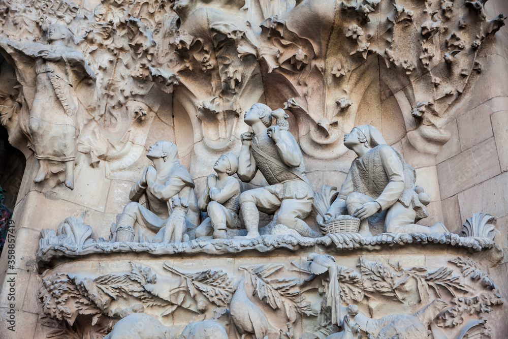 Detail of the Nativity Facade of the Basilica and Expiatory Church of the Holy Family Detail of the Nativity Facade of the Basilica and Expiatory Church of the Holy Family