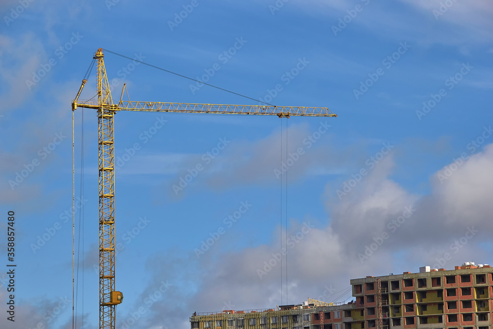 Industrial construction cranes the construction of an building