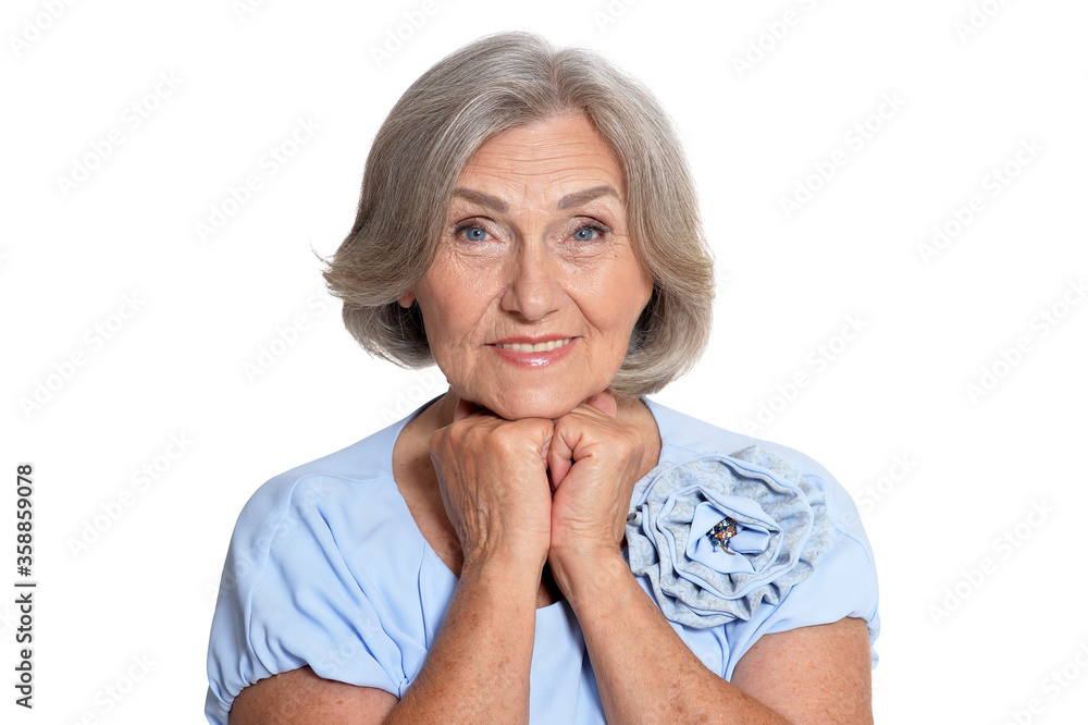 Beautiful senior woman isolated on white background Beautiful senior woman isolated on white background