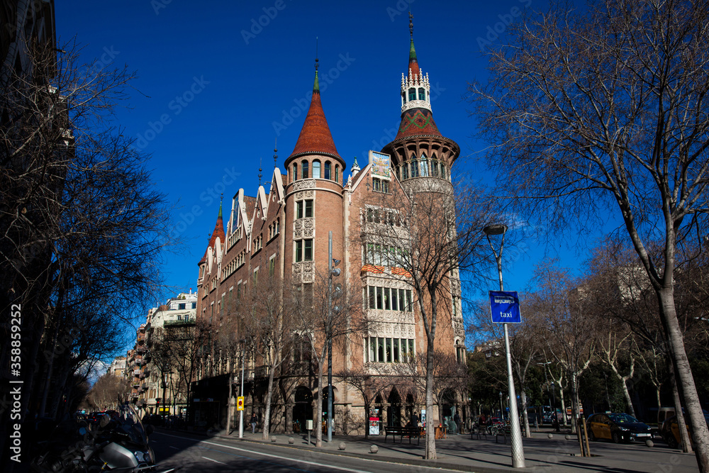 The historical Casa de les Punxes in Barcelona Spain