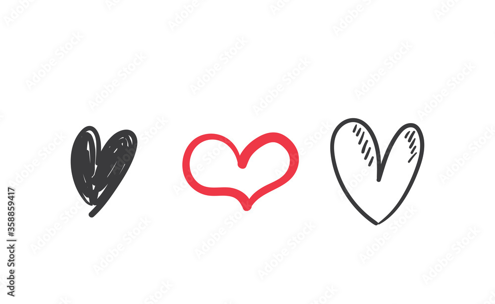 Heart doodles set. Collection of hand drawn hearts for valentine's day design or wedding card invitation. Heart doodles set. Collection of hand drawn hearts for valentine's day design or wedding card invitation.