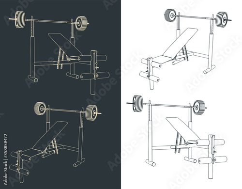 Bench press with barbell sketches