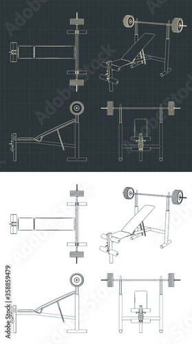 Bench press with barbell drawings