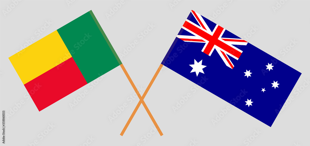 Crossed flags of Benin and Australia