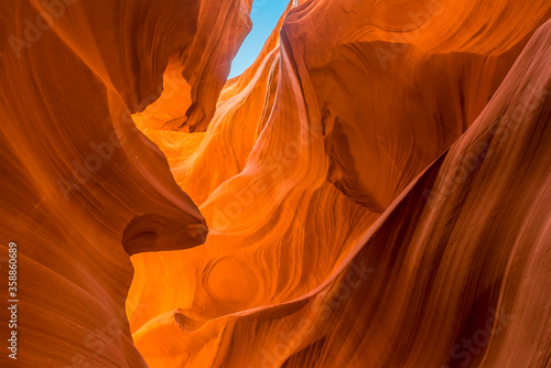 A nose-shaped rock spur in the canyon wall of lower Antelope Canyon, Page, Arizona
