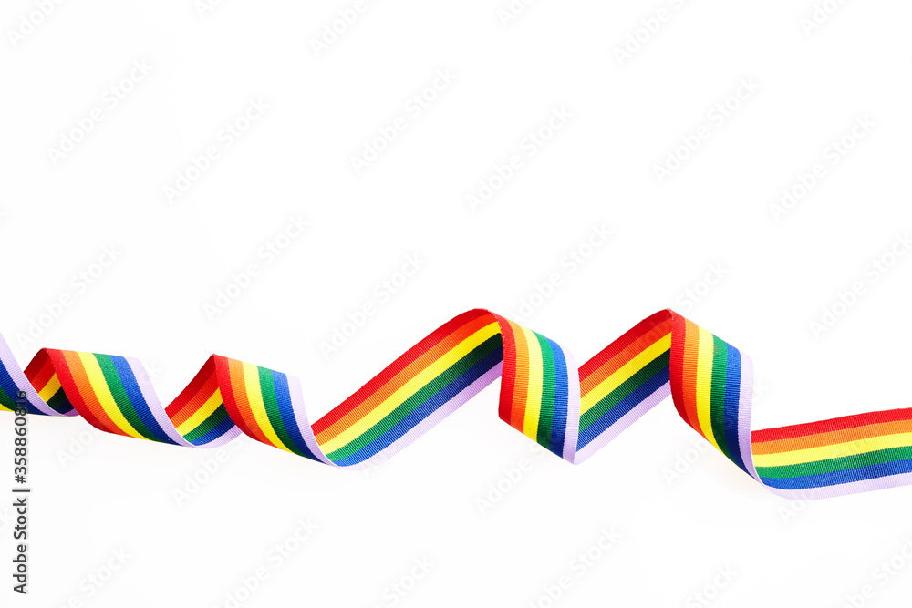 Fototapeta premium Rainbow ribbon. Gay pride month. Lgbt community. Pride day flag.