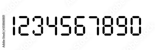 Digital number set. Calculator digital numbers. Digital numbers stencil set.