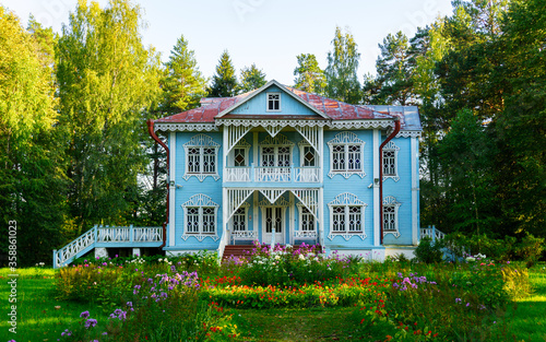 blue country house on the museum of writer Ostrovsky photo