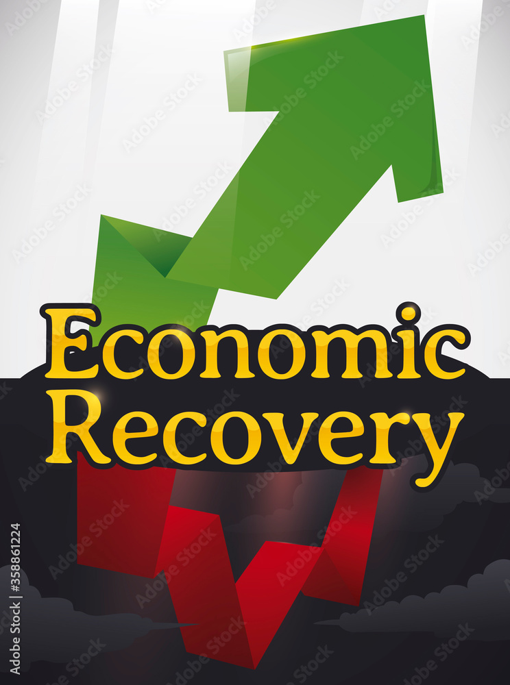 Arrow Overcoming the Storm Crisis and Rising up to Economic Recovery, Vector Illustration Arrow Overcoming the Storm Crisis and Rising up to Economic Recovery, Vector Illustration