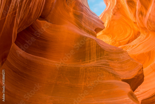 Sweeping striations on the walls of lower Antelope Canyon, Page, Arizona