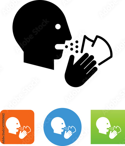 Person Coughing Into Tissue Vector Icon
