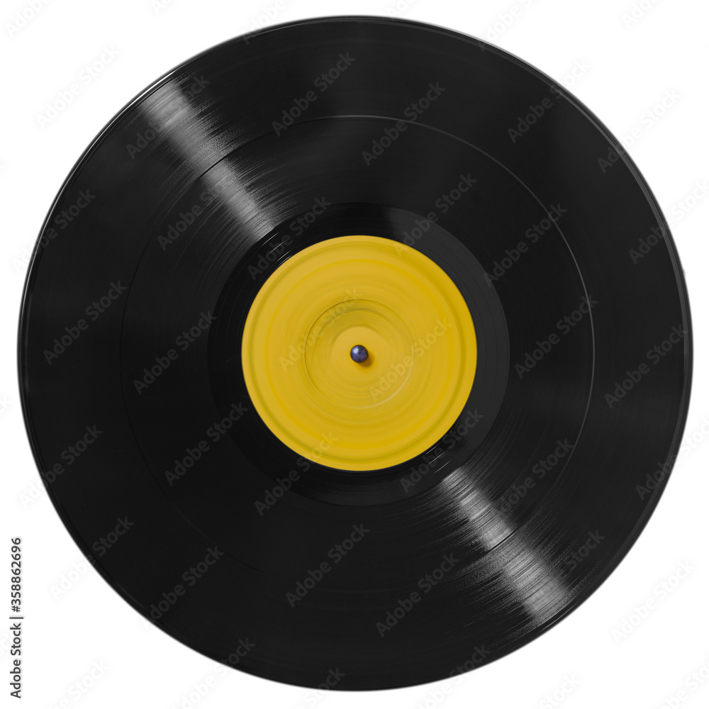 Black vinyl record on a white background, isolated. Black vinyl record on a white background, isolated.