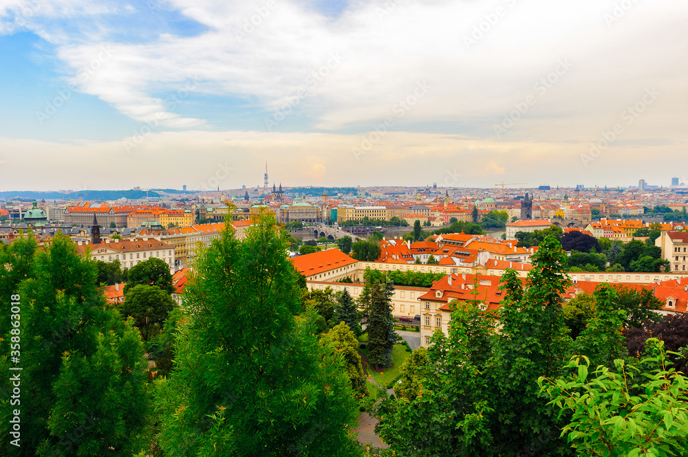 Colorful landscape of Prague (Praha), capital of the Czech Republic.