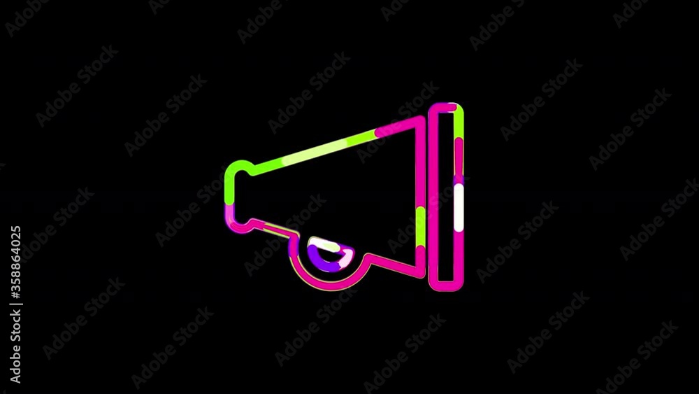 Circles gather in symbol megaphone. After it crumbles in a line and moves to the camera. Alpha channel black Circles gather in symbol megaphone. After it crumbles in a line and moves to the camera. Alpha channel black