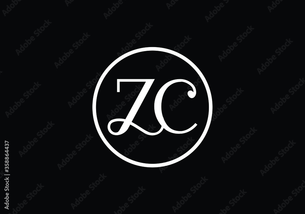 Initial Monogram Letter Z C Logo Design Vector Template. Z C Letter Logo Design Initial Monogram Letter Z C Logo Design Vector Template. Z C Letter Logo Design