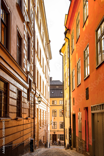 Fototapeta Naklejka Na Ścianę i Meble -  Architecture of the Old Town (Gamla Stan) of Stockholm, Sweden