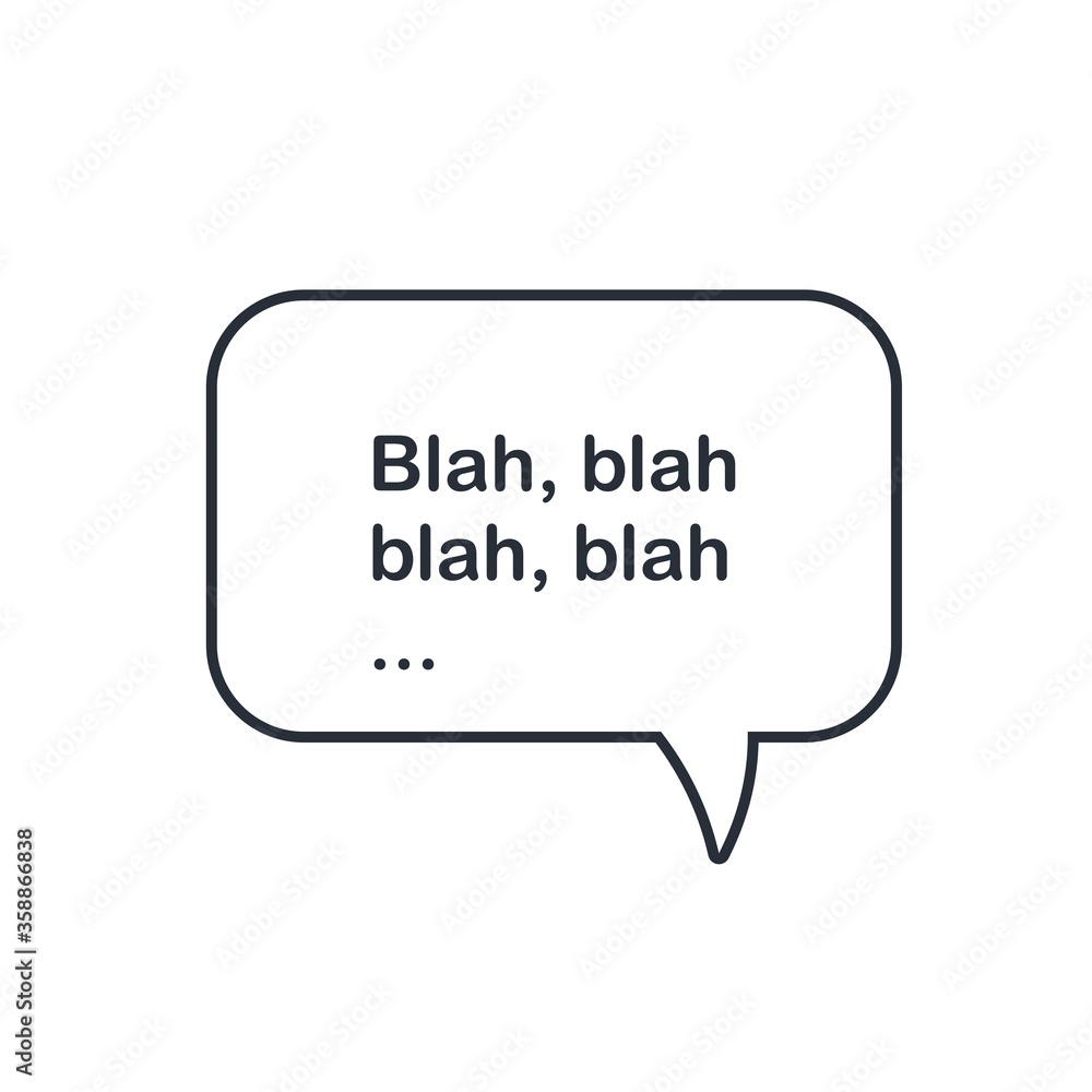 Text box Blah blah blah. Vector icon isolated on white background. Text box Blah blah blah. Vector icon isolated on white background.