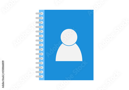 Icono azul de una agenda de contactos.