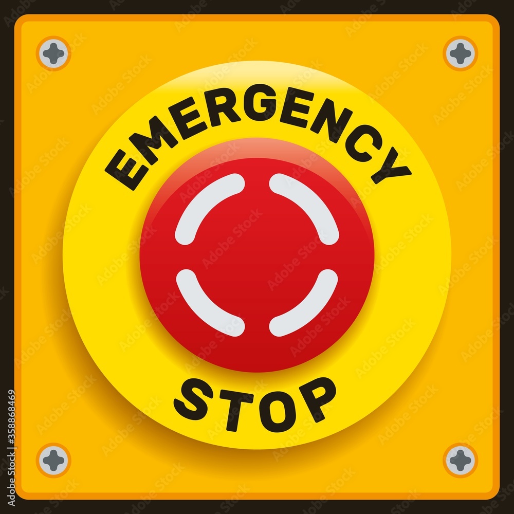 Vettoriale Stock Mushroom Push Button Switch Emergency Stop Power-Off  Failure Prevention 660V | Adobe Stock