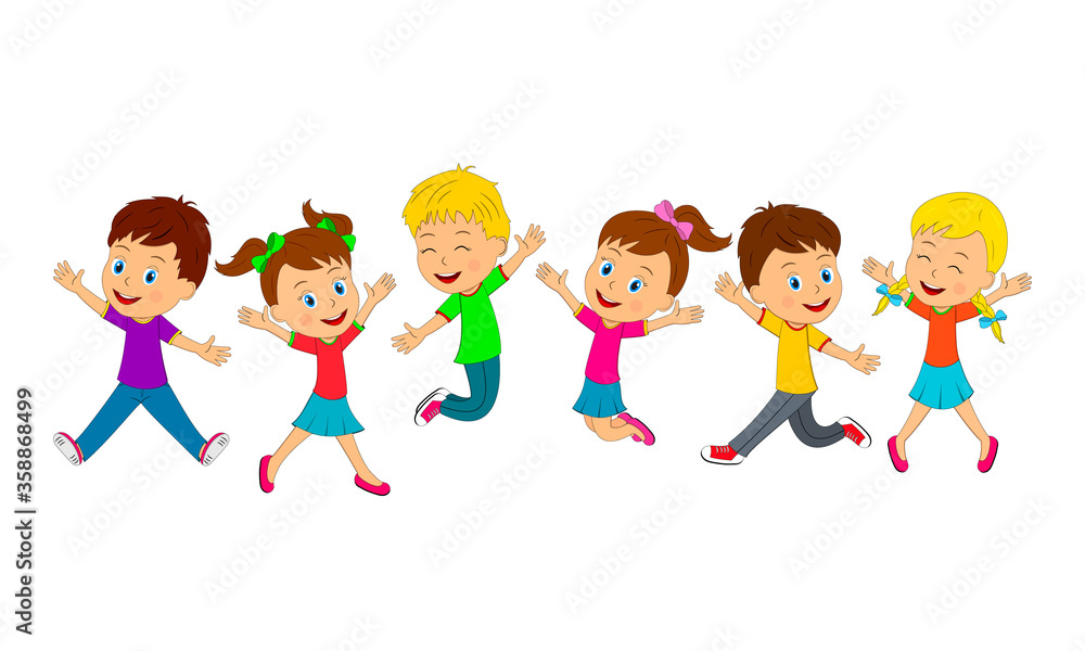 kids jump on the white background,illustration,vector