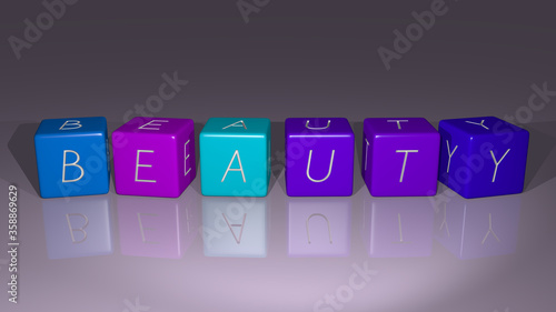 Quadro su tela BEAUTY combined by dice letters and color crossing for the related meanings of t