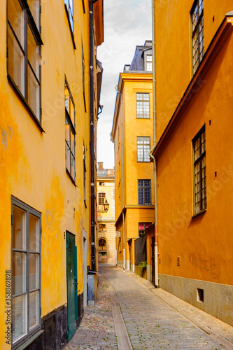 Prastgatan, one of the old thoroughfares of Gamla stan, old town of Stockholm, Sweden © Anton Ivanov Photo