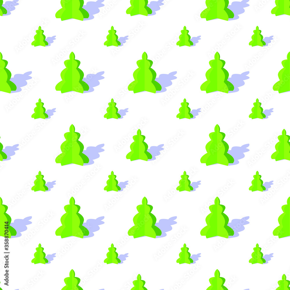 Vector graphics. Seamless pattern. Image of trees. Paper effect.