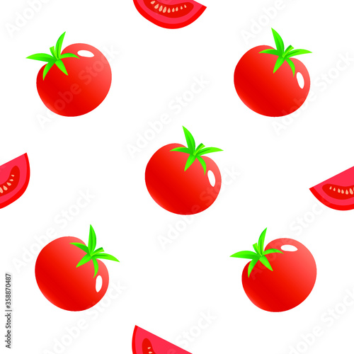 Color pattern on a white background. A tomato. Cut tomato
