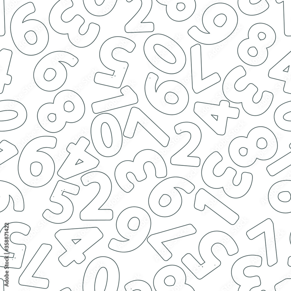 Seamless pattern with numbers for school design.