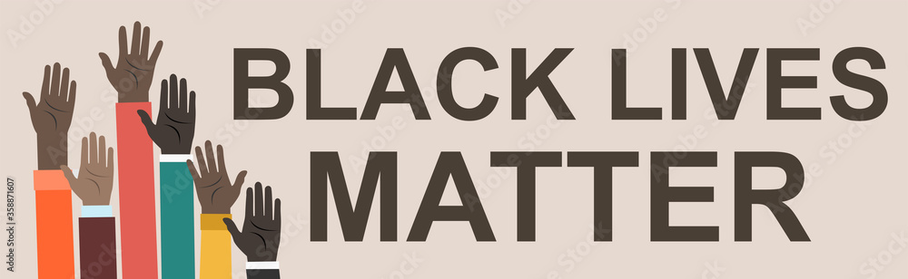 Stop racism Us. Black Lives Matter. Protest Banner about Human Right of Black People in U.S. America. Vector Illustration.