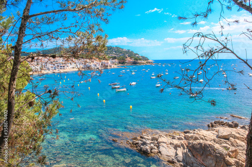 View of the Calella de Palafrugell beach on the Costa Brava