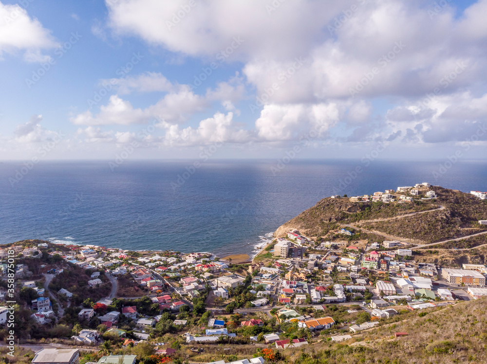 High Aerial view of Point Blanche on the Caribbean island of st.maarten. High Aerial view of Point Blanche on the Caribbean island of st.maarten.