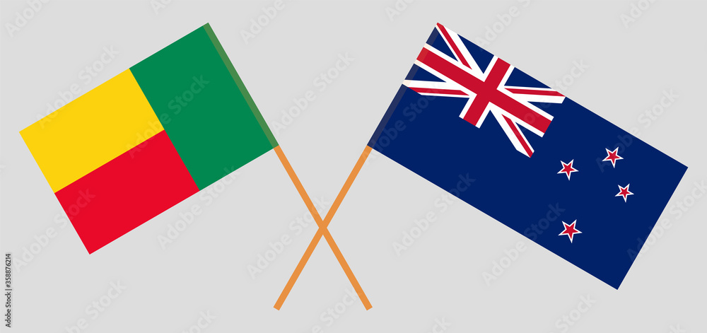 Crossed flags of Benin and New Zealand