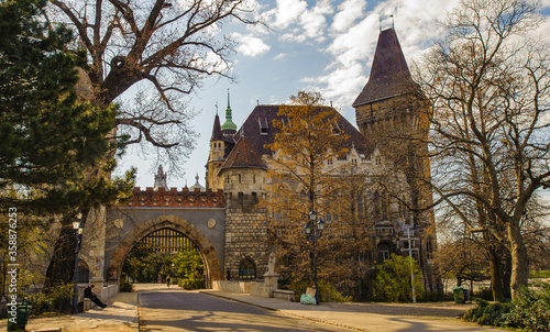 It's Vajdahunyad Castle (Vajdahunyad vára), a castle in the City Park of Budapest, Hungary.