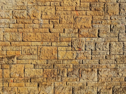 Yellow British stone wall