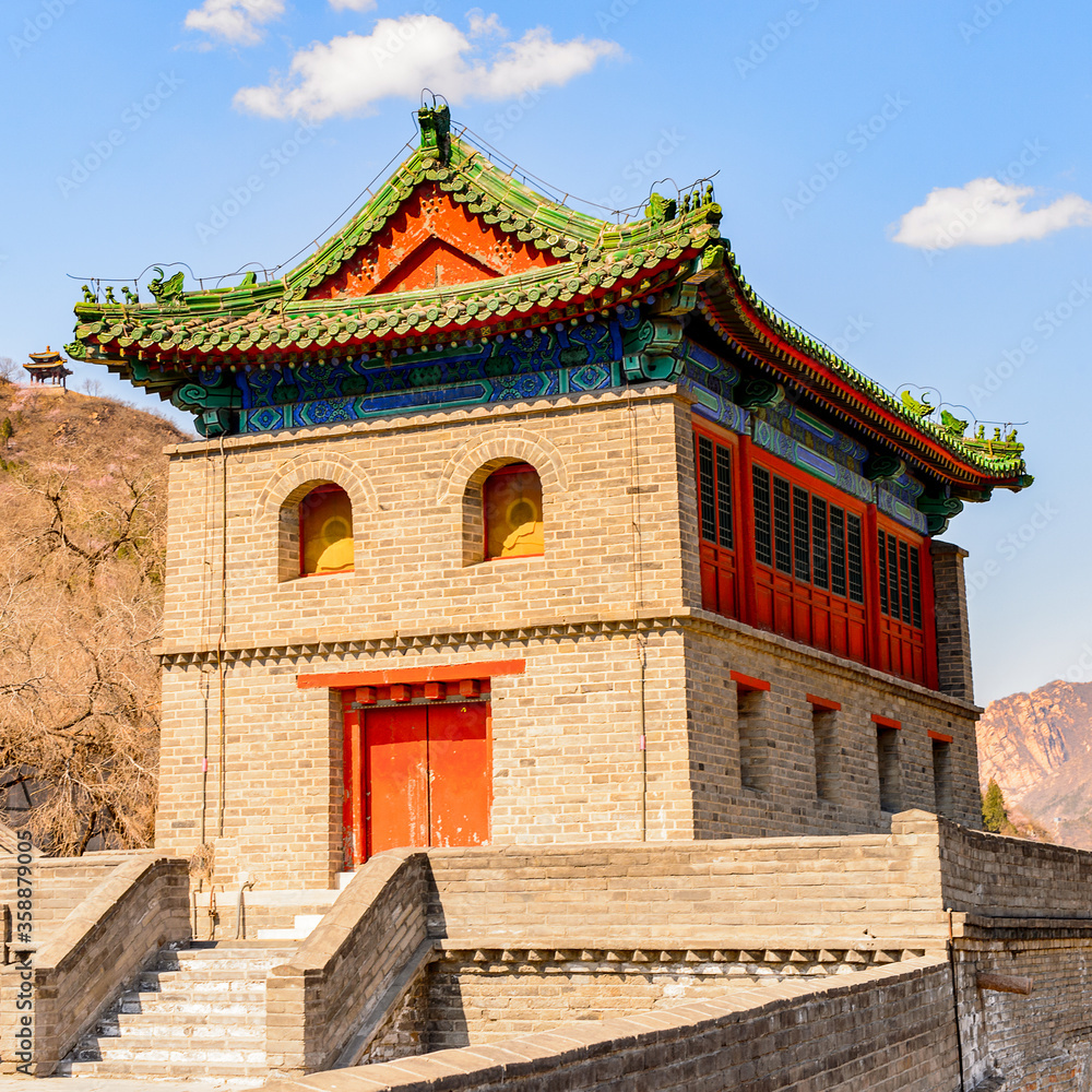 It's Pagoda at the Great Wall of China. One of the Seven Wonders of the world. UNESCO World Heritage Site It's Pagoda at the Great Wall of China. One of the Seven Wonders of the world. UNESCO World Heritage Site