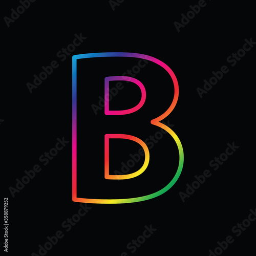 Vector Alphabet. rainbow letter B. abstract logo colorful alphabet . Font style - vector illustration LGBT, pride, gay alphabet