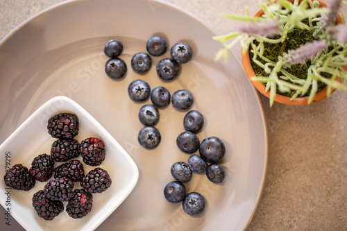 Blueberries with berries in bowl