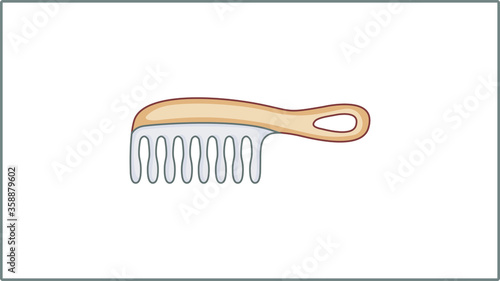 Vector Flat Comb icon. Hair Care Illustration. Drawing. 