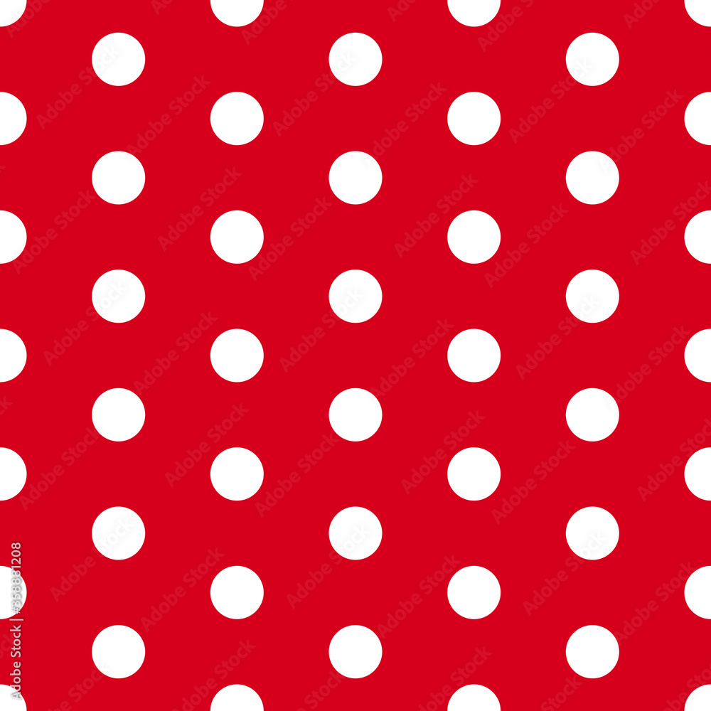 White Polka Dot on Red Background