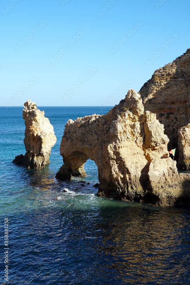 Fototapeta premium Ponta da Piedade, a very picturesque coastal stretch in Lagos in the Algarve 