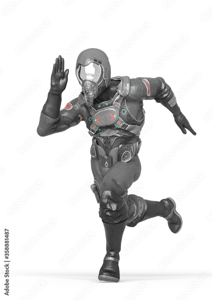 battle pilot is running fast in white background battle pilot is running fast in white background