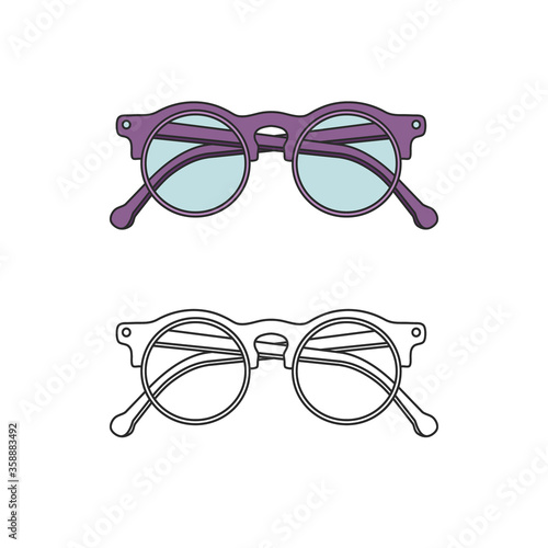 Vector hand-drawn outline isolated pair of glasses