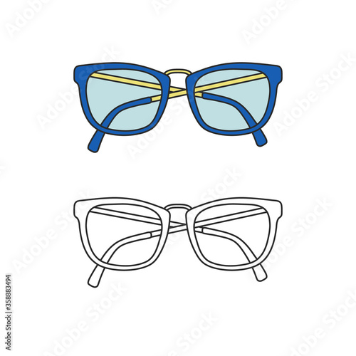 Vector hand-drawn outline isolated pair of glasses