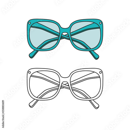 Vector hand-drawn outline isolated pair of glasses