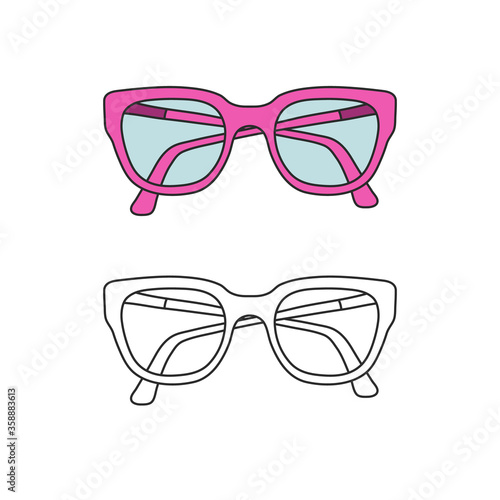 Vector hand-drawn outline isolated pair of glasses