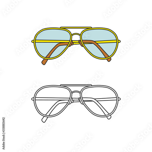 Vector hand-drawn outline isolated pair of glasses