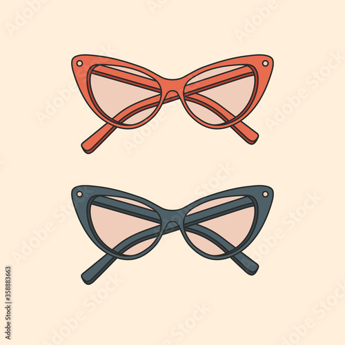 Vector hand-drawn outline isolated pair of glasses